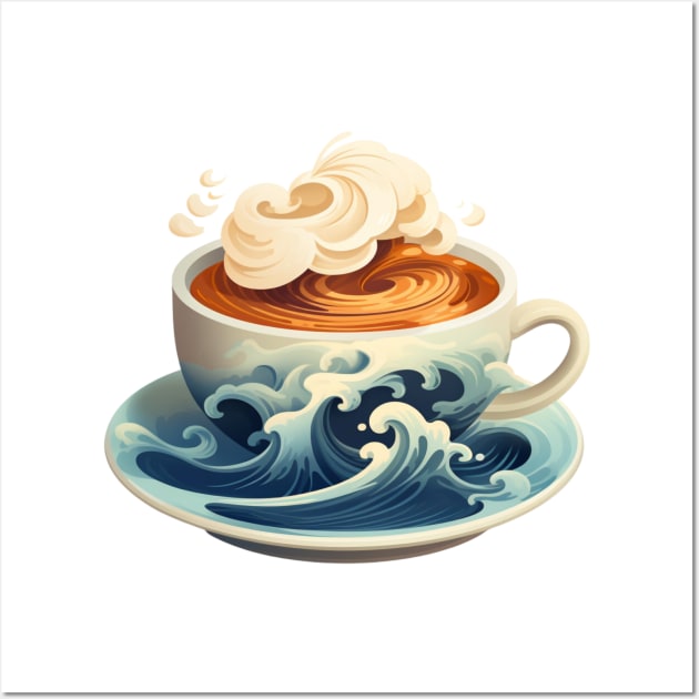 Coffee cup with ocean waves Wall Art by bigmomentsdesign